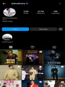 Sidharth Malhotra Age, Height, Movies, Kiara Advani, Father & Net Worth 8 Sidharth Malhotra Instagram